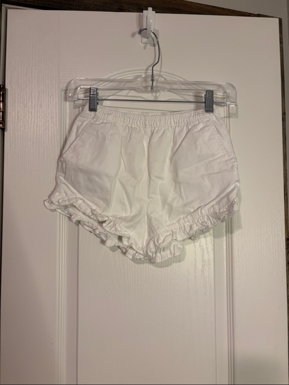 Crewcuts White Elastic Waist Shorts with Ruffle Trim size 8